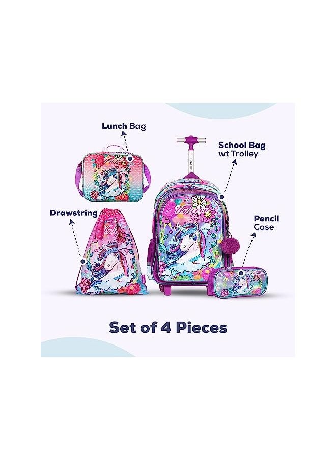 Eazy Kids Eazy Kids - Back To School - 18" Set Of 4 School Bag Lunch Bag Activity Bag & Pencil Case Unicorn - Pink  - Image 3