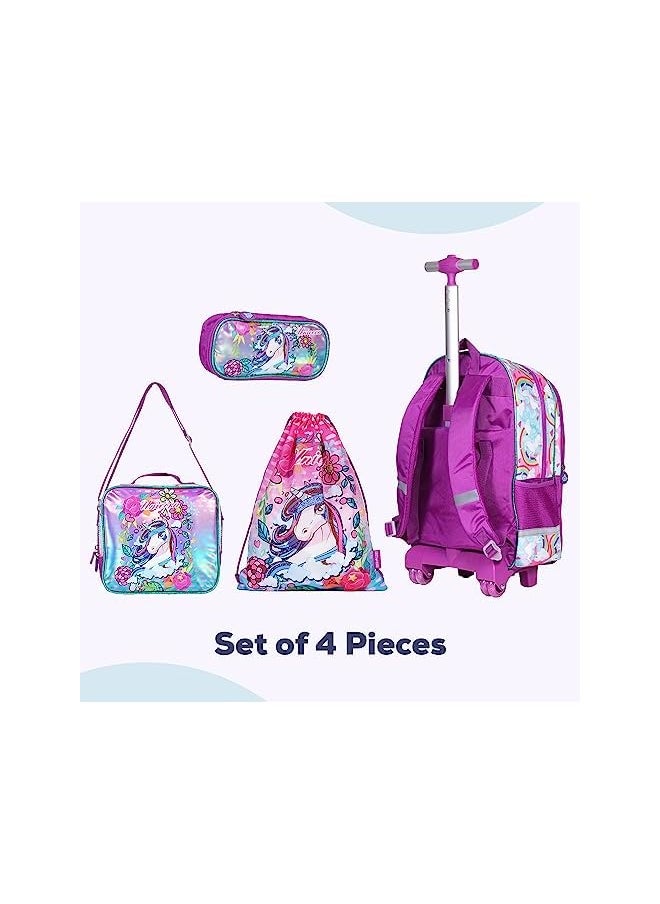 Eazy Kids Eazy Kids - Back To School - 18" Set Of 4 School Bag Lunch Bag Activity Bag & Pencil Case Unicorn - Pink  - Image 4