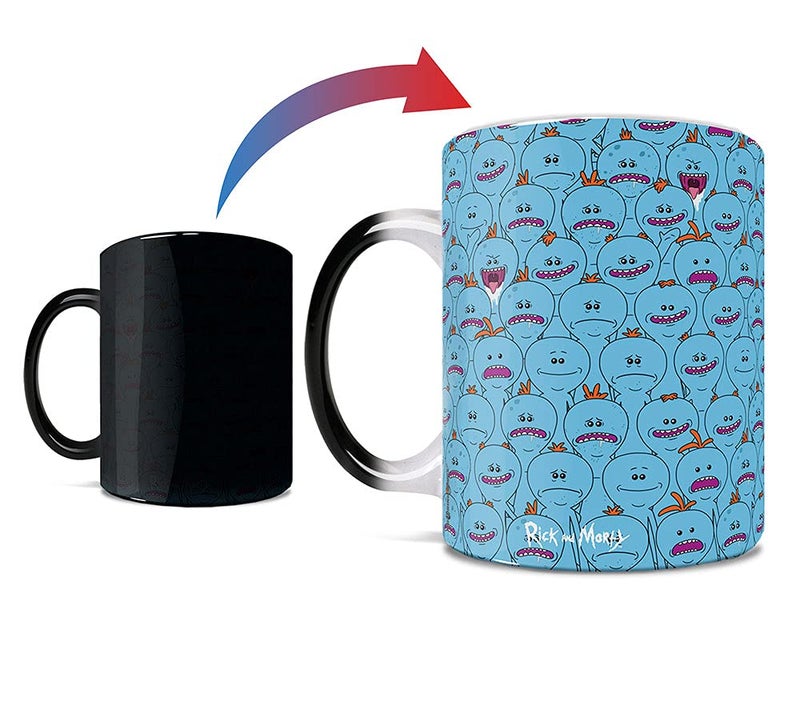 Morphing Mugs Rick and Morty  Mr Meeseeks  One 11 oz Color Changing Ceramic Mug  Image Revealed When HOT Liquid Is Added