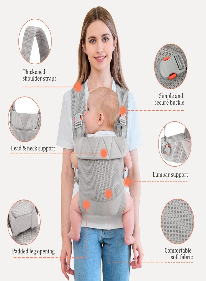 IULONEE Baby Carrier Wrap Ergonomic Baby Strap Carrier Front & Back Backpack Carry Adjustable Infant Toddlers Carrier Sling for Newborn Grey - Image 2