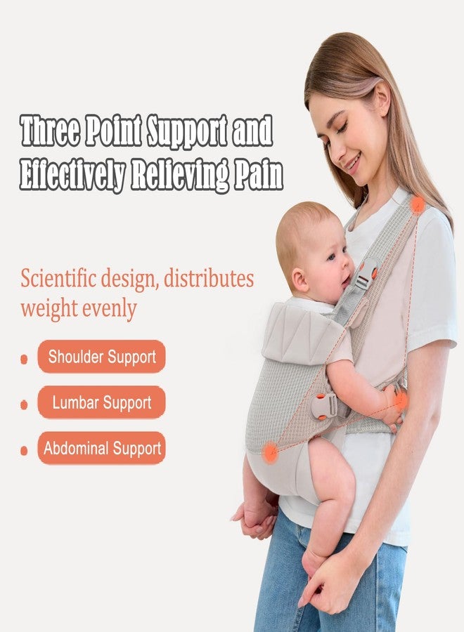 IULONEE Baby Carrier Wrap Ergonomic Baby Strap Carrier Front & Back Backpack Carry Adjustable Infant Toddlers Carrier Sling for Newborn Grey - Image 3