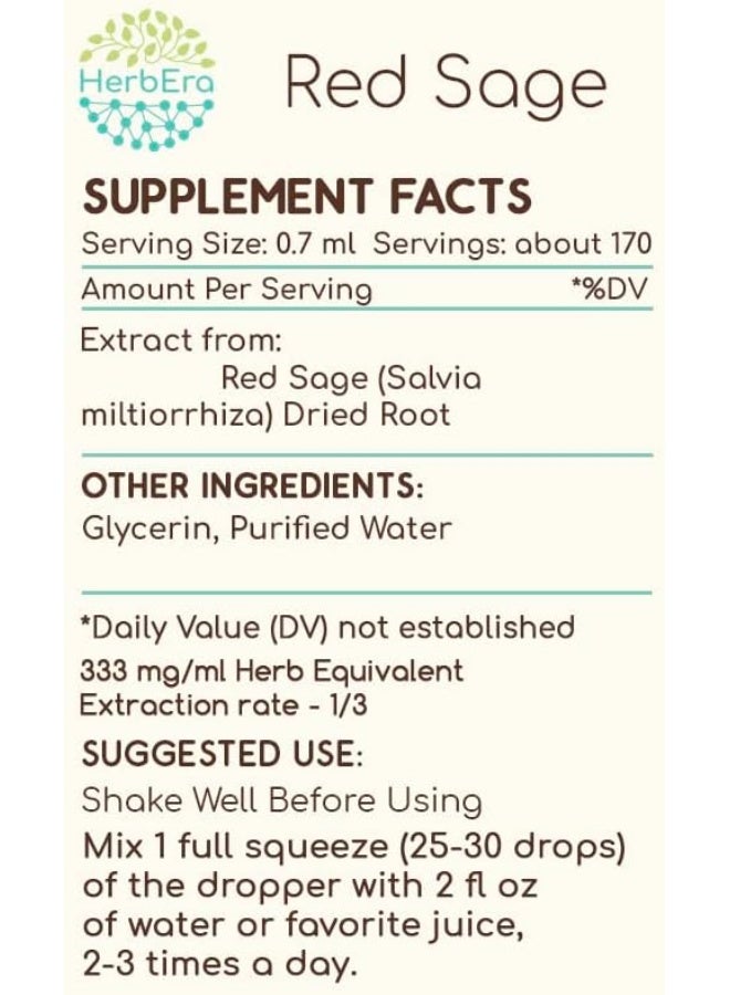 HerbEra Red Sage B120 Alcohol-Free Herbal Extract Tincture, Concentrated Liquid Drops Natural Red Sage (Salvia Miltiorrhiza) 4 fl oz - Image 4