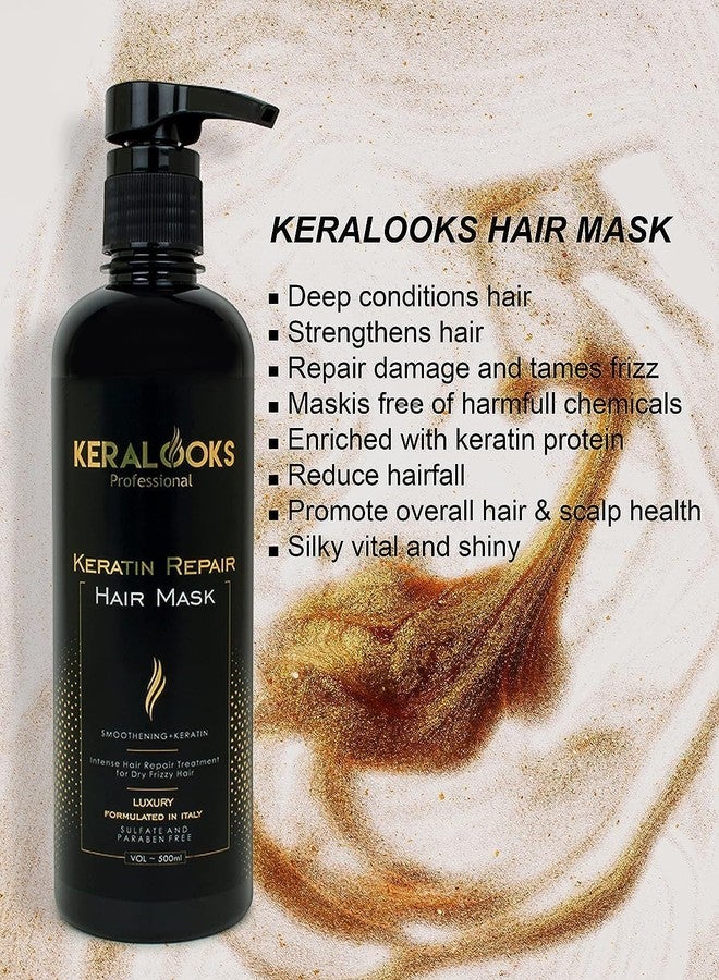Keralooks Professional® Keratin Hair Mask for Women 500ml | Intensive Repair for Dry, Frizzy & Damaged Hair | Deep Nourishment & Hydration | Ideal for Curly, Wavy & Color-Treated Hair - Image 3