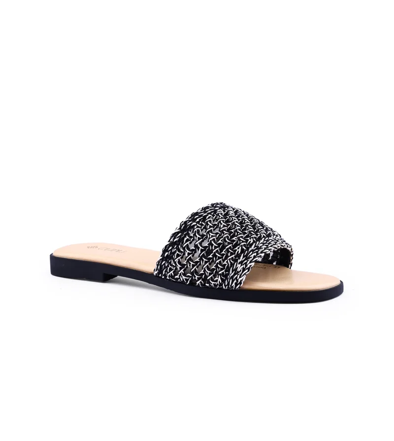 كابلي صندل مسطح نسائي بنقش نسجي