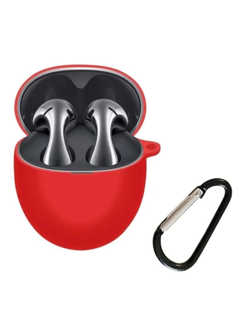 حافظة ELMO3EZZ Huawei Freebuds 5، حافظة واقية رفيعة للغاية من السيليكون مضادة للصدمات مع حلقة تسلق لهاتف Huawei Freebuds 5 (أحمر)