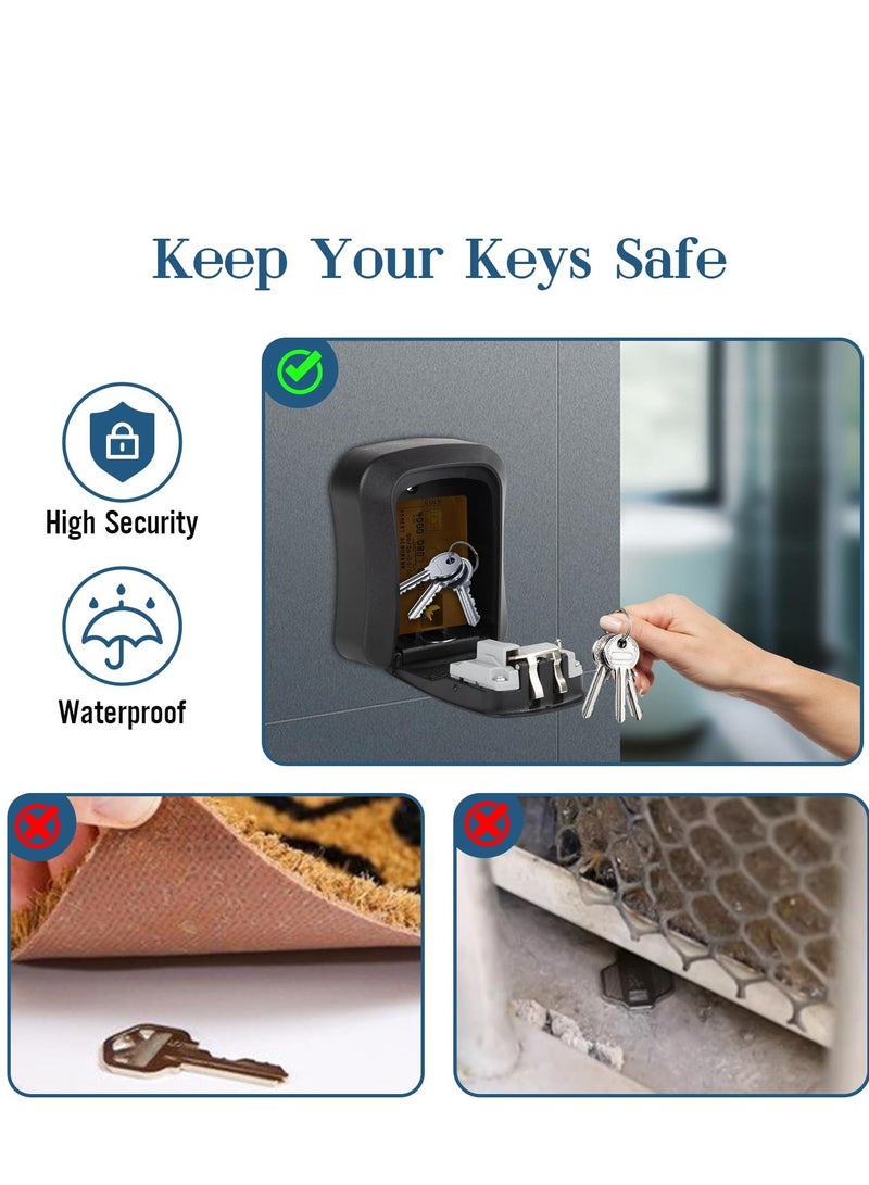 SYOSI Wall Mounted Waterproof Key Storage Lock Box for Home Office Warehouse Black 4.6x4x1.4 inch - Image 3