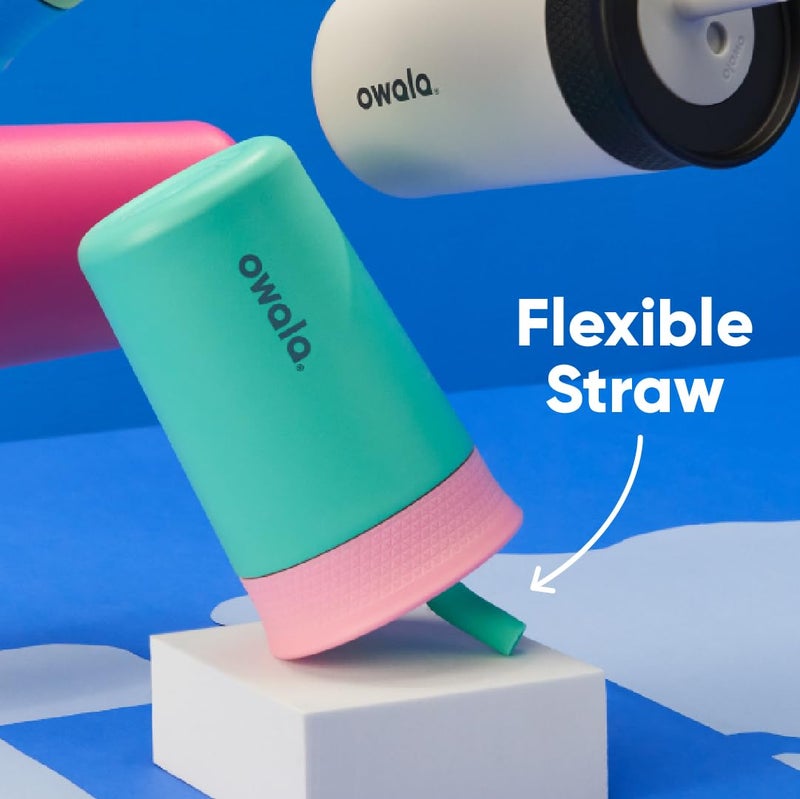 Owala Kids Insulation Stainless Steel Tumbler with Spill Resistant Flexible Straw, Easy to Clean, Kids Water Bottle, Great for Travel, Dishwasher Safe, 12 Oz, Peach and Yellow (Picnic) - Image 4