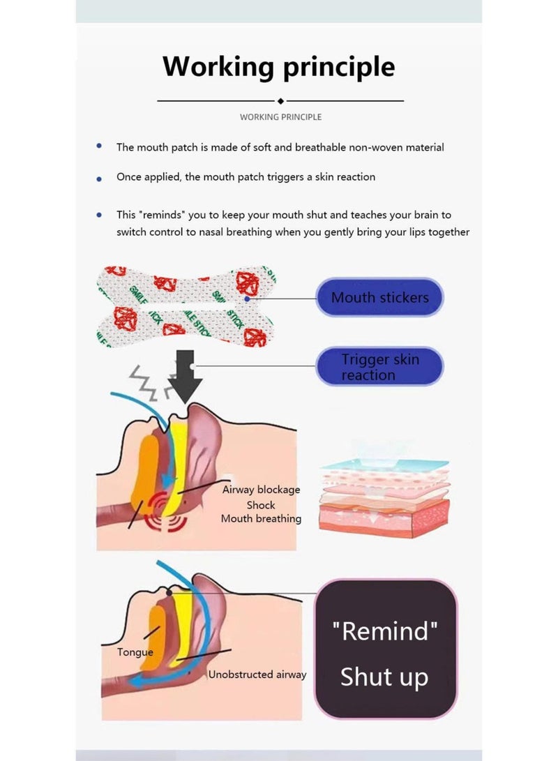 Excefore شريط الفم للنوم، 25 قطعة لمنع التنفس من الفم، شريط الفم للنوم، شريط النوم للتنفس من الفم لإيقاف الشخير بصوت عالٍ والتنفس من الفم أثناء النوم ليلاً - Image 5