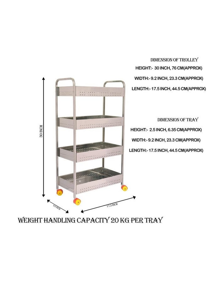 Aatamiy Steel 4 Layer Folding Perforated Trolley Fruit and Vegetable Storage Rack Kitchen Utensil Organizer Stand Onion Potato Basket Kitchen Bathroom Rack Book Shelf Spice Rack - Image 2