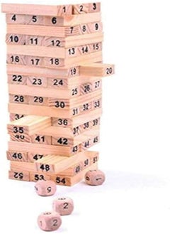 Generic Wooden Bosideng Number Toppling Timbers Game Blocks Stacking Tower Fun Outdoor Lawn Yard Education Toy - 54 Pieces