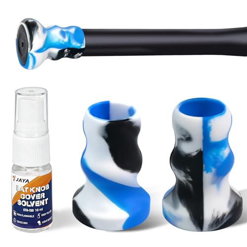 JAYA 2 Pack Bat Knob Taper, Exclusive Installation Lubricant, Easy Installation Bat Knob Taper, Increased Bottom Protection, Ergonomic Design, for Enhanced Grip and Protection, Blue-Black-White - Image 1