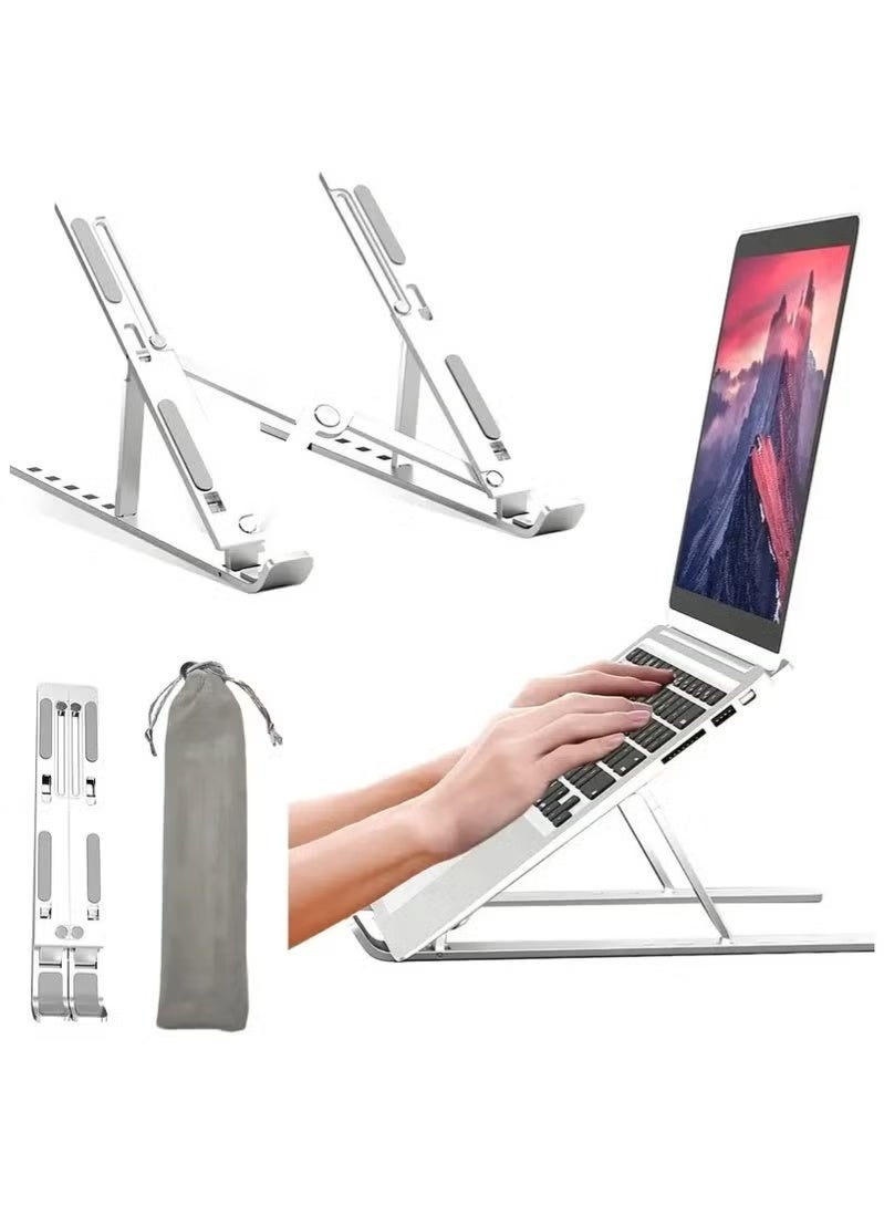 YoYoTech Adjustable Laptop Stand for Desk | Foldable & Portable Laptop Riser with Ventilated Cooling | Ergonomic Design for MacBook Pro | Air | Dell | HP | Sony | Notebooks | Lightweight | Durable & Space-Saving. - Image 1