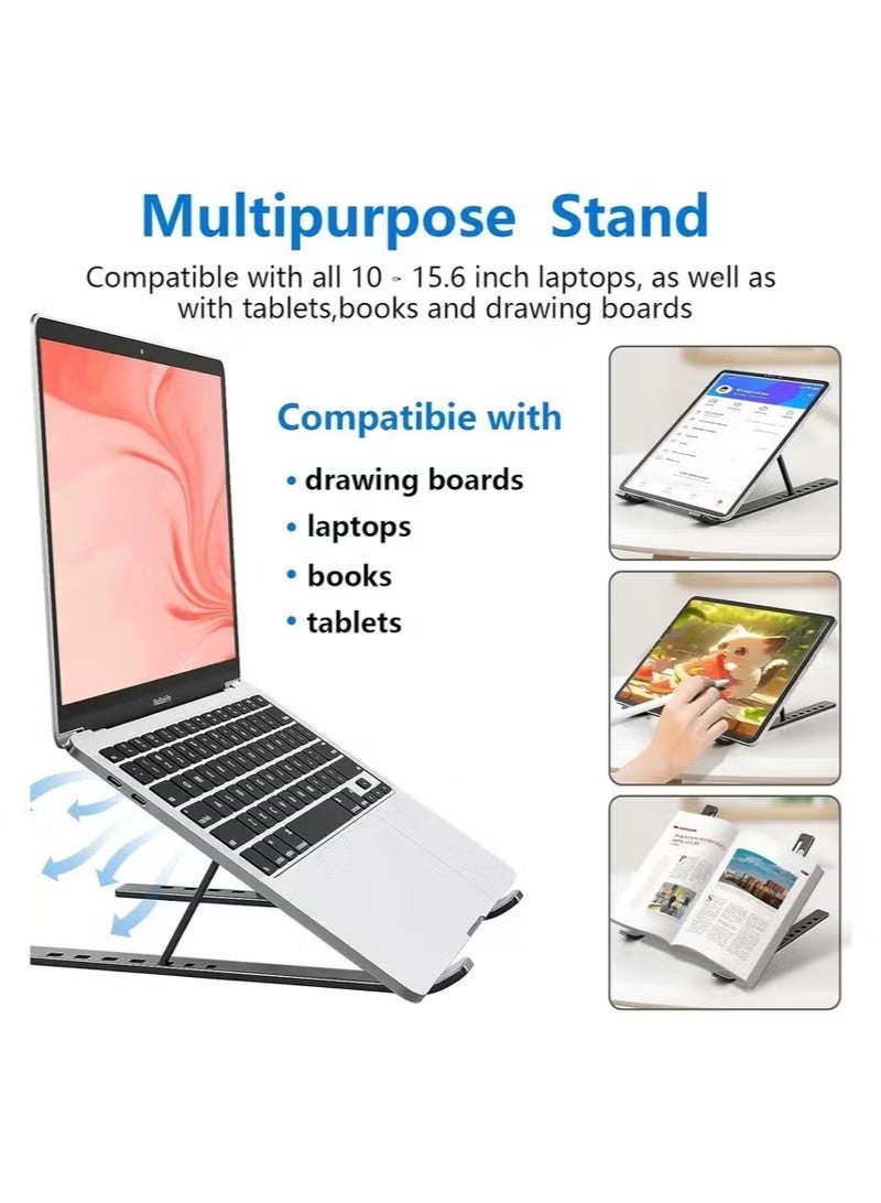 YoYoTech Adjustable Laptop Stand for Desk | Foldable & Portable Laptop Riser with Ventilated Cooling | Ergonomic Design for MacBook Pro | Air | Dell | HP | Sony | Notebooks | Lightweight | Durable & Space-Saving. - Image 2