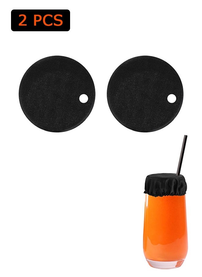 Urit 2 Pcs Drink Cover, Fabric Drink Cover with Straw Hole, Women Cup Covers Protector (Black)  - Image 1