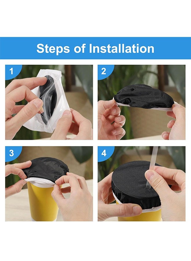 Urit 2 Pcs Drink Cover, Fabric Drink Cover with Straw Hole, Women Cup Covers Protector (Black)  - Image 5