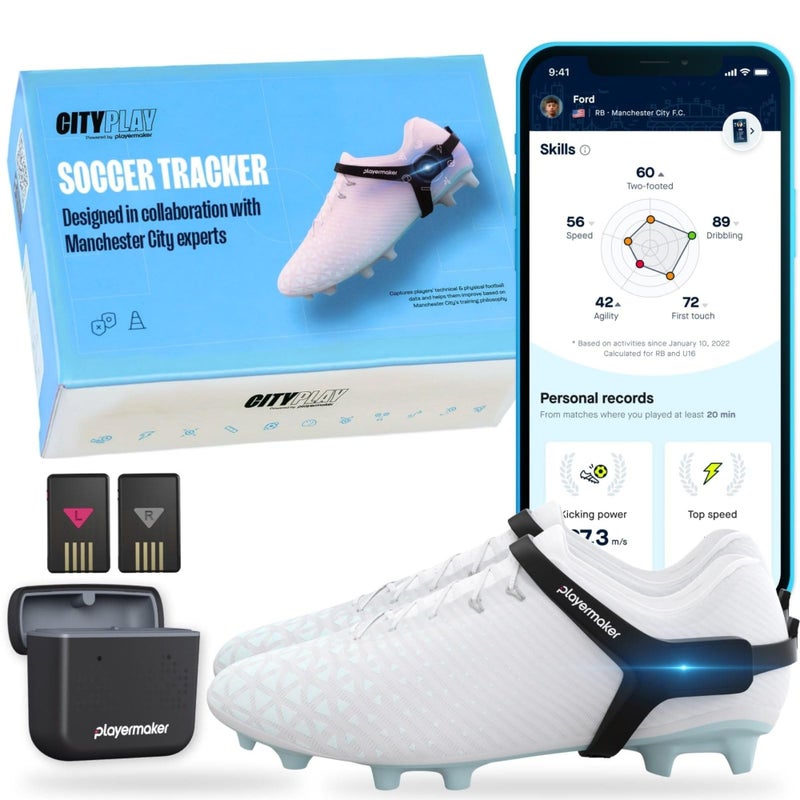 Playermaker CITYPLAY Smart Soccer Tracker for Cleats by Playermaker, Track 25+ Technical & Physical Metrics, 12 Month Access to CITYPLAY Soccer Training App Included, Advanced Than GPS, Large - Image 1