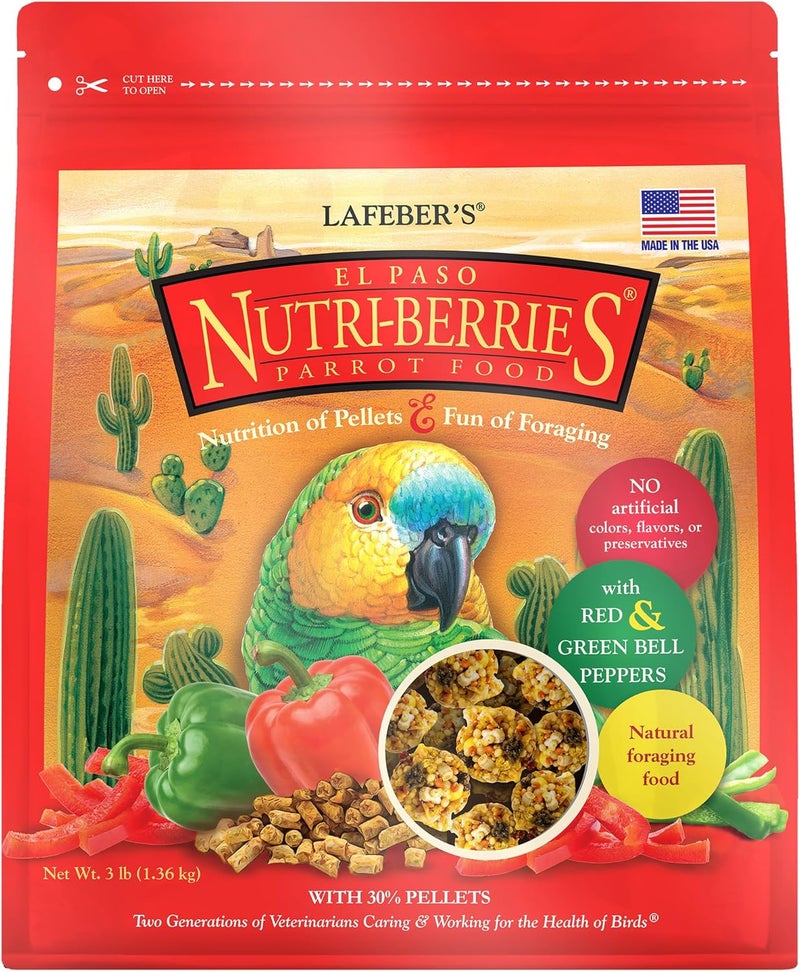 LAFEBER'S El Paso Nutri-Berries Pet Bird Food, Made with Non-GMO and Human-Grade Ingredients, for Parrots, 3 lb - Image 1