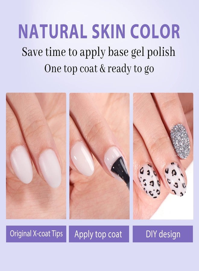 BTArtboxnails XS Short Almond Gel Nail Tips - Pre Colored Milky White Soft Gel Nail Tips, Milky White Press on Nails, Natural XCOATTIPS Pre Applied Tip Primer - Image 4