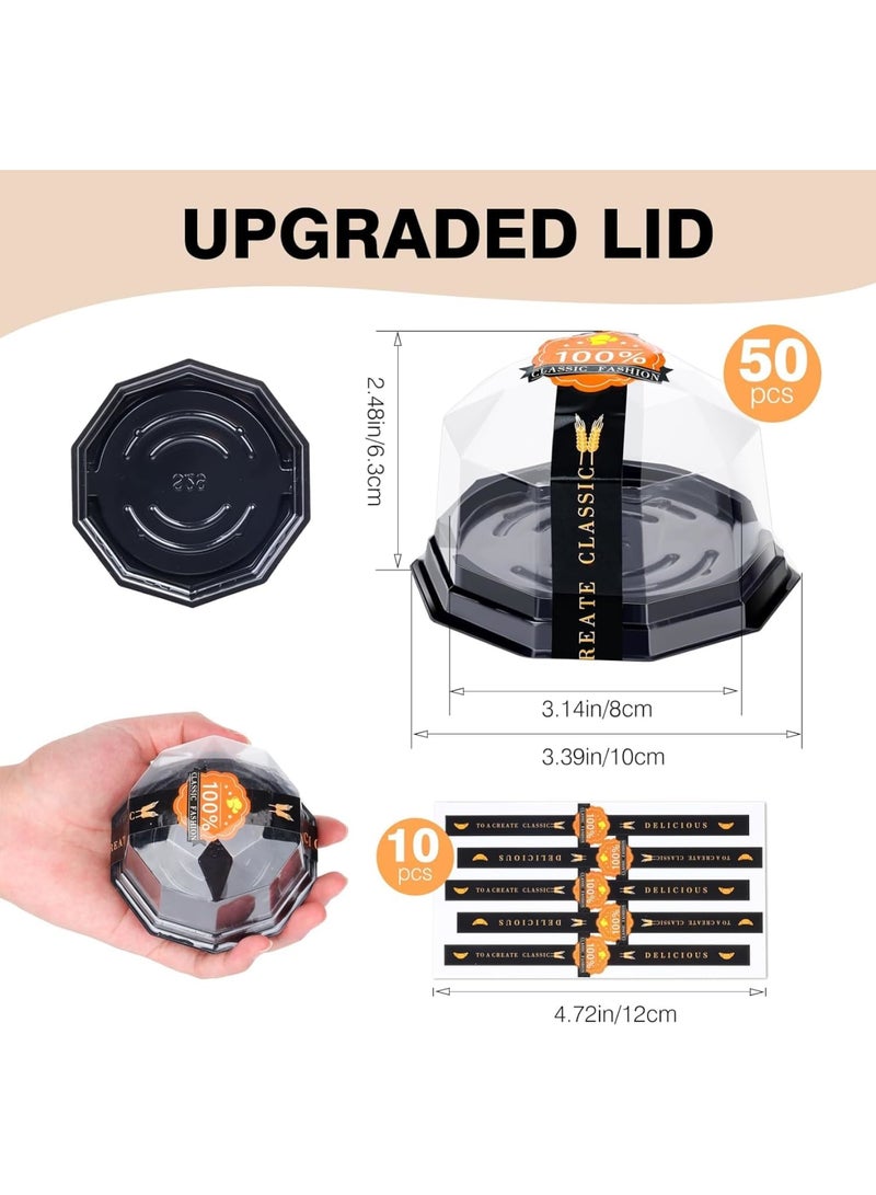 SYOSI Mini Bundt Cake Containers, Clear Disposable Plastic Dessert Boxes with Secure Lids, Small Cupcake and Cheesecake Holders for Individual Cookies and Sweets, Ideal for Parties Bakery Catering, 50 Pack - Image 2