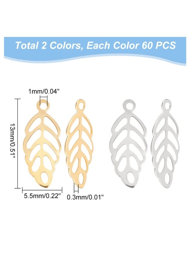 120 Leaf Charms Stainless Steel Pendants Metal Charms 1-1.2mm Small Hole for DIY Jewelry Making Accessory - Image 4
