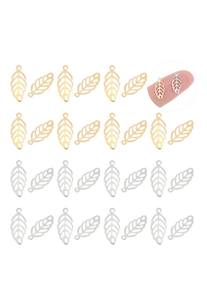 120 Leaf Charms Stainless Steel Pendants Metal Charms 1-1.2mm Small Hole for DIY Jewelry Making Accessory - Image 1