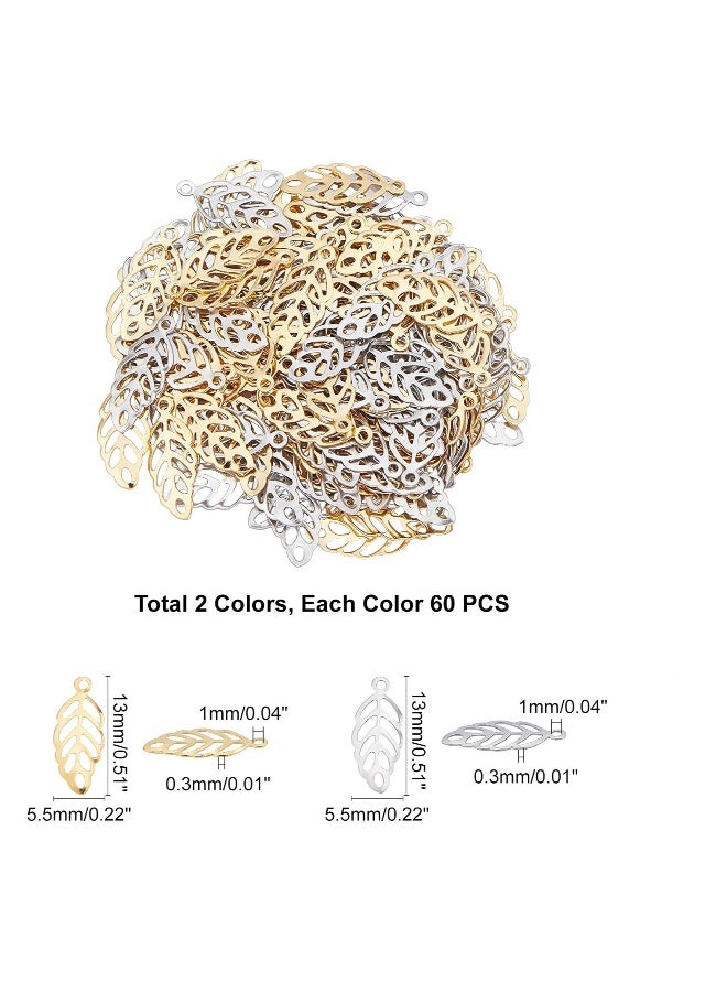120 Leaf Charms Stainless Steel Pendants Metal Charms 1-1.2mm Small Hole for DIY Jewelry Making Accessory - Image 5