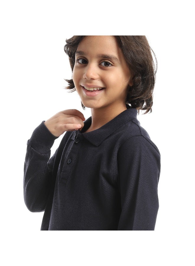 سيزار تيشرت بولو اولادي بياقة واكمام طويلة - Image 5