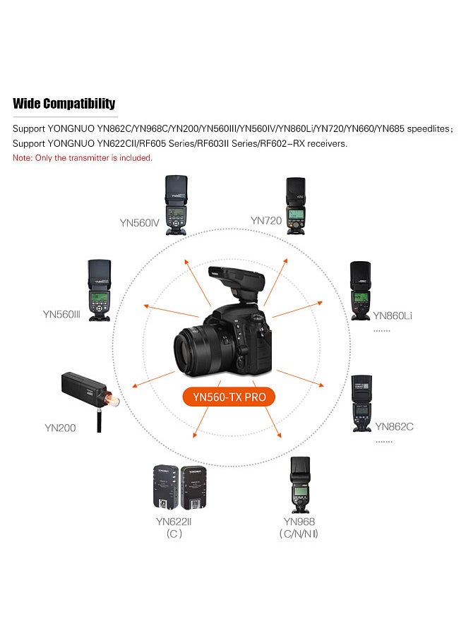 YONGNUO - YN560-TX PRO 2.4G On-camera Flash Trigger Speedlite Wireless Transmitter with LCD Screen Replacement for Canon DSLR Camera - Image 1