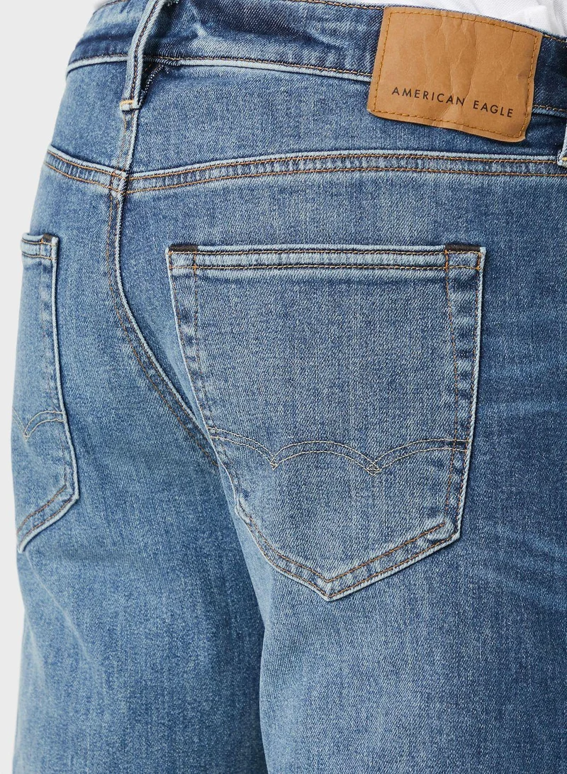 امريكان ايجل Mid Wash Straight Jeans