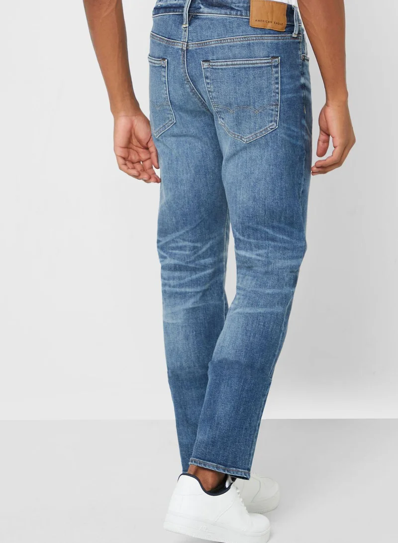 امريكان ايجل Mid Wash Straight Jeans