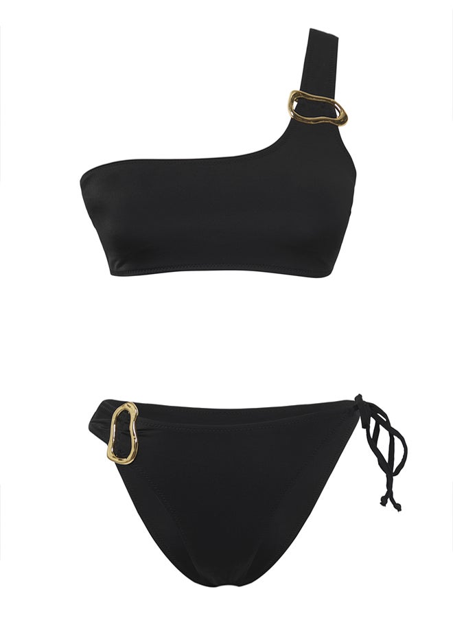trendyol Black One Shoulder Accessorized Regular Bikini Set  - Image 5