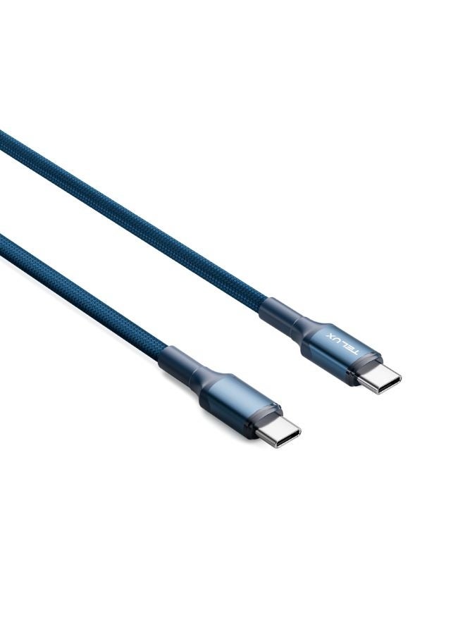 تيلكس كابل مضفر من USB-C إلى USB-C بطول 1 متر، شحن سريع PD بقوة 60 وات، متوافق مع أجهزة الكمبيوتر المحمولة، مضفر من النايلون المقاوم للتآكل، عمر افتراضي يتجاوز 10000 ثنية، سرعة نقل بيانات 480 ميجابت في الثانية - Image 2
