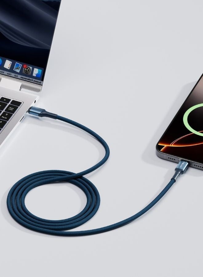 تيلكس كابل مضفر من USB-C إلى USB-C بطول 1 متر، شحن سريع PD بقوة 60 وات، متوافق مع أجهزة الكمبيوتر المحمولة، مضفر من النايلون المقاوم للتآكل، عمر افتراضي يتجاوز 10000 ثنية، سرعة نقل بيانات 480 ميجابت في الثانية - Image 4