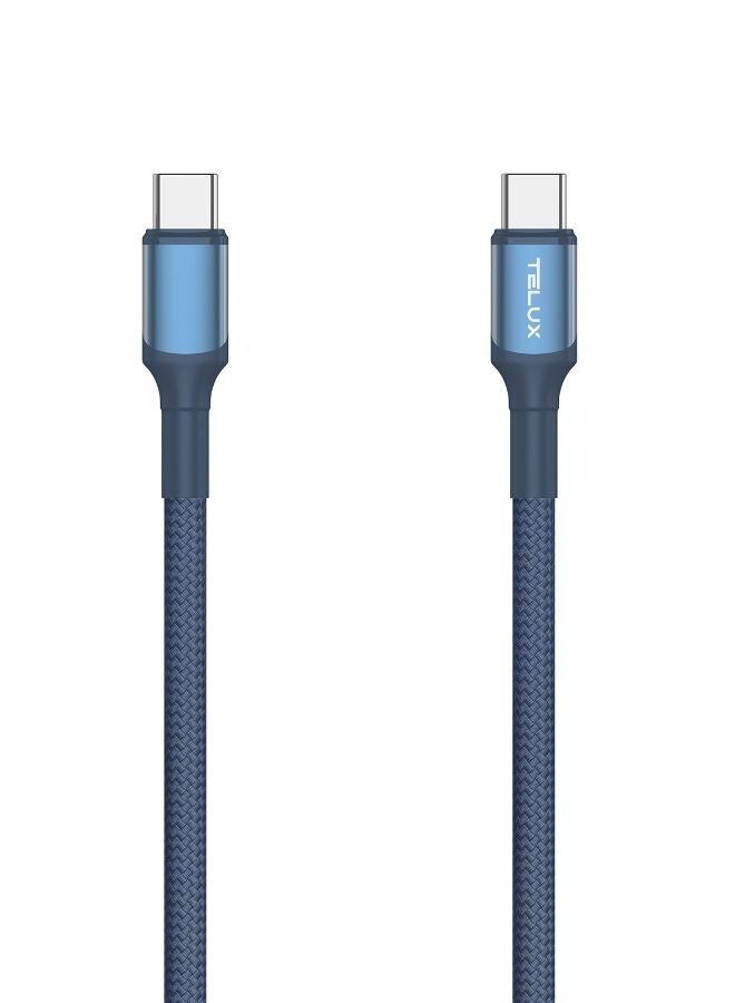تيلكس كابل مضفر من USB-C إلى USB-C بطول 1 متر، شحن سريع PD بقوة 60 وات، متوافق مع أجهزة الكمبيوتر المحمولة، مضفر من النايلون المقاوم للتآكل، عمر افتراضي يتجاوز 10000 ثنية، سرعة نقل بيانات 480 ميجابت في الثانية - Image 1