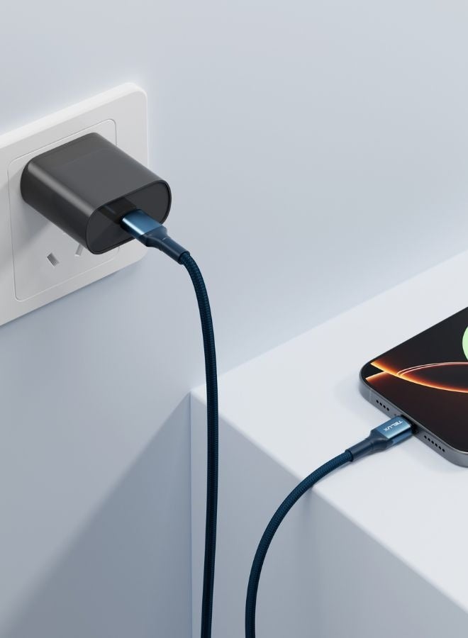 تيلكس كابل مضفر من USB-C إلى USB-C بطول 1 متر، شحن سريع PD بقوة 60 وات، متوافق مع أجهزة الكمبيوتر المحمولة، مضفر من النايلون المقاوم للتآكل، عمر افتراضي يتجاوز 10000 ثنية، سرعة نقل بيانات 480 ميجابت في الثانية - Image 5