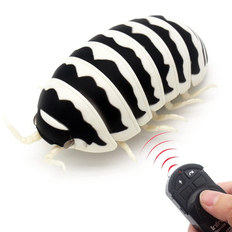 Tipmant RC Bug Remote Control Worm Realistic Pillbug Electronic Animal Prank Toy Insect Car Vehicle Kids Birthday Gifts Black White - Image 3