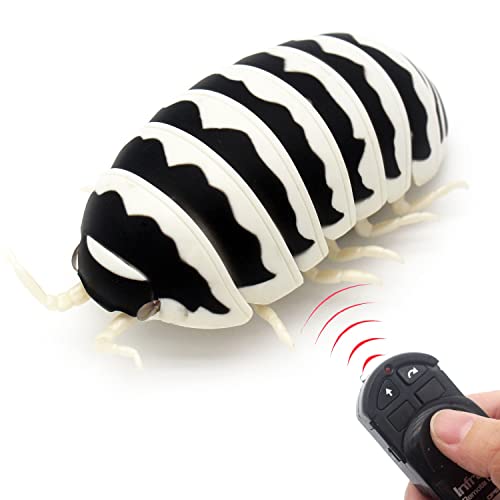 Tipmant RC Bug Remote Control Worm Realistic Pillbug Electronic Animal Prank Toy Insect Car Vehicle Kids Birthday Gifts Black White - Image 1