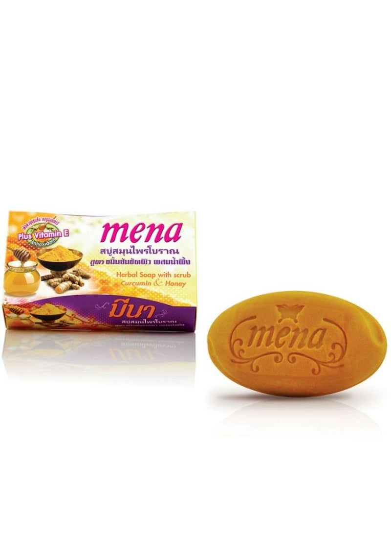 MENA HERBAL SOAP WITH SCRUB CURCUMIN & HONEY 100 g - Image 1