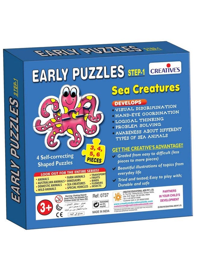 Creative Educational Aids P. Ltd./ Creative's Early Puzzles Step 1 -Sea Creatures Puzzle | Early Puzzle Step -1 Series | Educational Puzzles Game | Fun To Learn Game | Knowledge of Sea Creatures (Fish, Jellyfish ,Starfish & Octopus) For 3 & Up Kids - Image 3