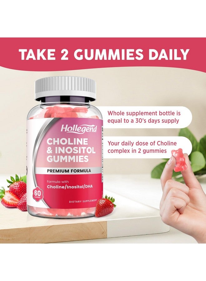 Hollegend Prenatal Choline Inositol Gummies, Chewable Choline Supplement with DHA, Prenatal Vitamin for Women & Kids, Support Nervous System, Immune & Brain Health, Vegan Strawberry Flavor, Sugar Free, 60 Ct - Image 5