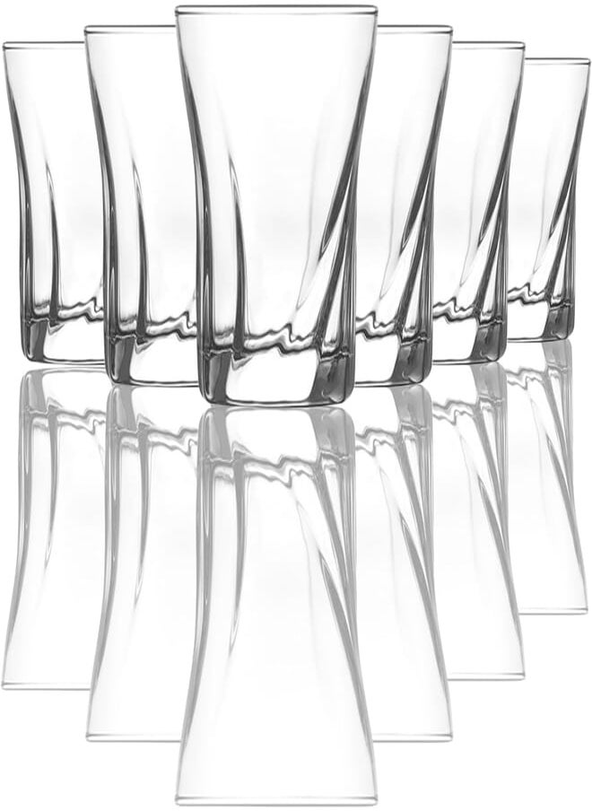 LAV LAV MARIO Glass cups / 6 Pcs / 190 cc/Elegant design, Trusted Brand, attractive shape of Tea, Nescafe/High Quality Materials 