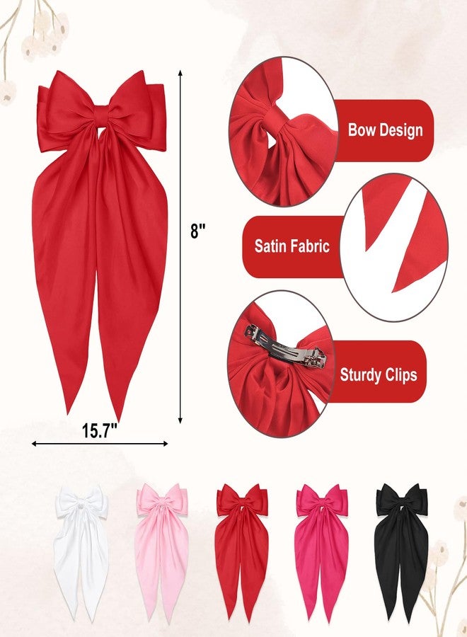 Tobeffect Valentine's Day Hair Bows for Women Girls Pink Hair Bow Valentines Hair Accessories Gifts 5 Packs - Image 3