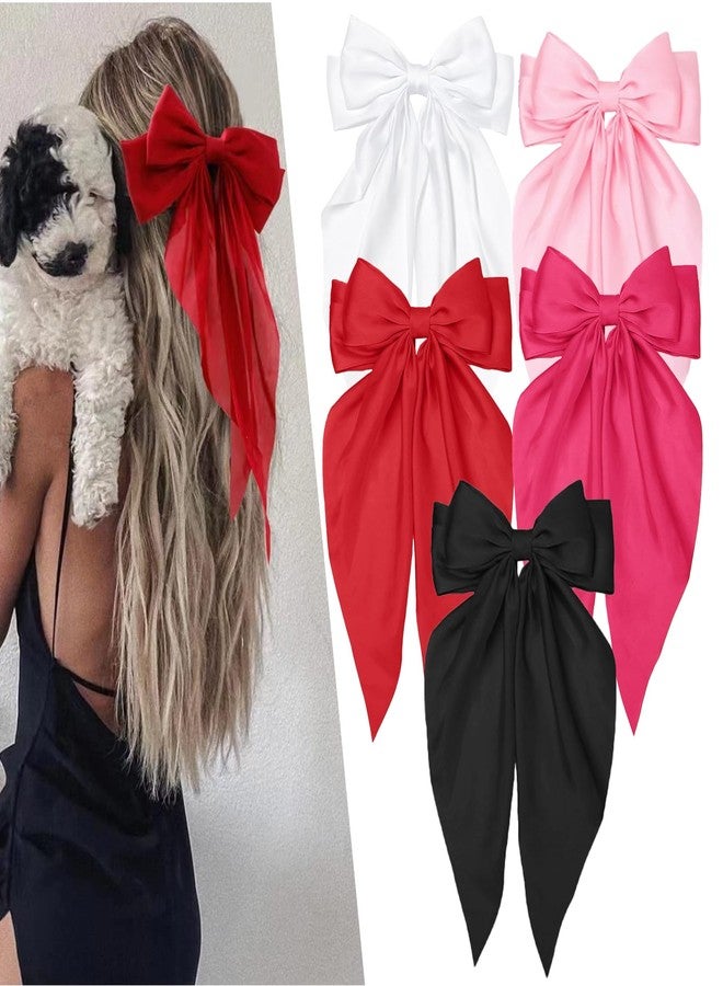 Tobeffect Valentine's Day Hair Bows for Women Girls Pink Hair Bow Valentines Hair Accessories Gifts 5 Packs - Image 1