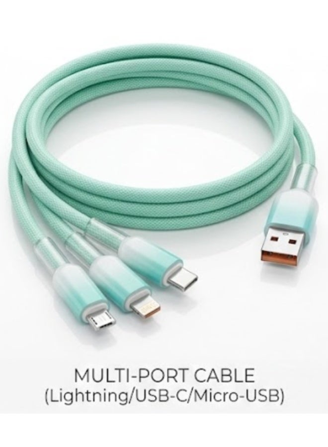كابل شحن سريع 3 في 1 مضفر من النايلون - USB-A إلى Type-C / Lightning / Micro USB - Image 2