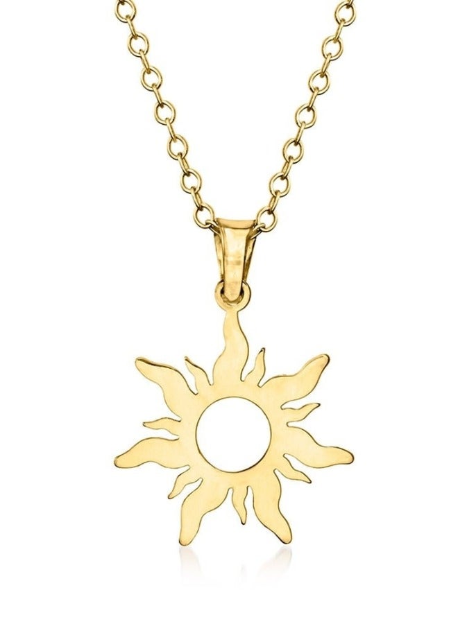 Gold Sun Necklaces for Women, Stainless Steel Gold Plated Pendant Necklace Simple Cute Necklaces for Women Dainty Layered Choker Necklaces for Women Gold Jewelry for Teen Girls - Image 1