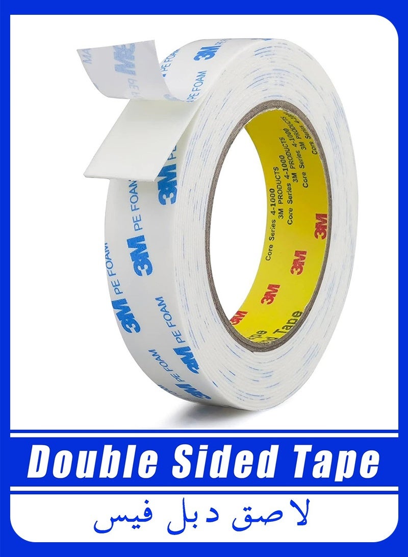 3M Double Sided Tape 2.5cm*3meter, Mounting Tape Heavy Duty, Removeable PE Foam Tape Strips, Strong Adhesive Tape Waterproof Free Damage for Paint Wall Picture Hanging Poster - Image 1