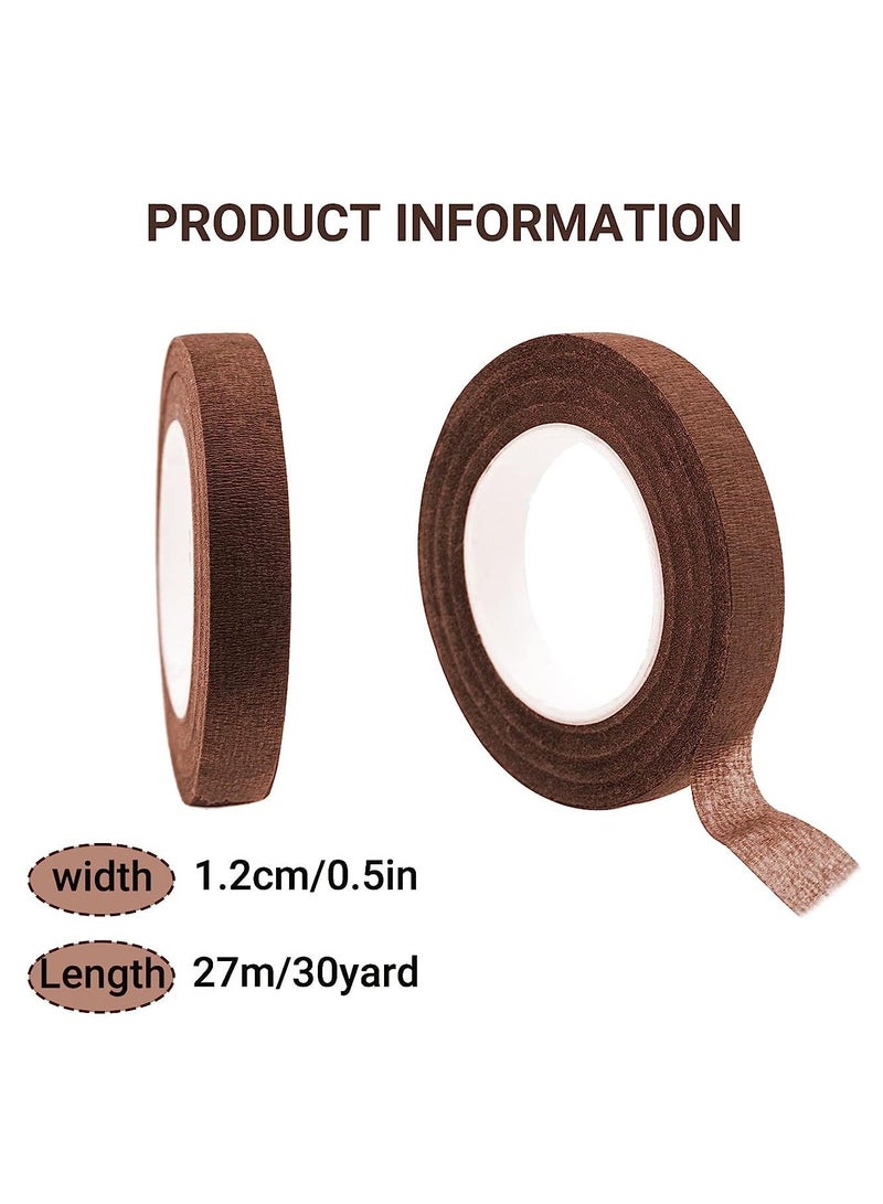 Y&D 30 Yard Floral Tapes for Bouquet Stem Wrapping Green Tape Arranging Craft Projects Corsages Wedding Making 12 Rolls (Brown) - Image 5