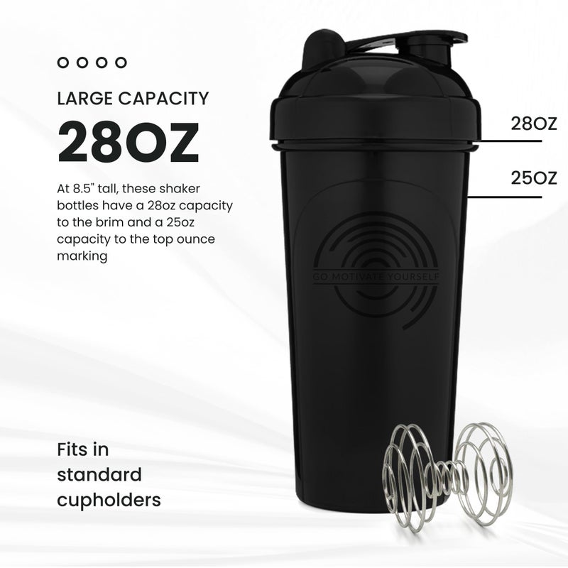 GOMOYO [4 Pack] 28oz Protein Shaker Bottle with Motivational Quotes (Black, White, Silver, Gold) |Shaker Cup with 4x Wire Mixers | Shaker for Protein Mixes Pack is BPA Free, Leak Proof and Dishwasher Safe - Image 3