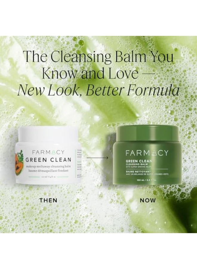 Farmacy Makeup Remover Cleansing Balm Green Clean Waterproof Makeup Remover Balm Oil Cleanser for Face Gently Melts Make Up SPF Hydrates Softens Skin with Super Greens Papaya 100ml - Image 3