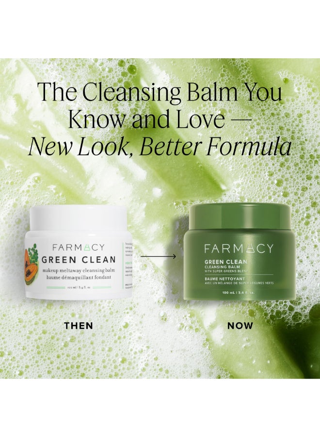 Farmacy Makeup Remover Cleansing Balm Green Clean Waterproof Makeup Remover Balm Oil Cleanser for Face Gently Melts Make Up SPF Hydrates Softens Skin with Super Greens Papaya 100ml - Image 4